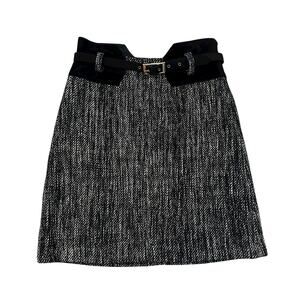 Milly black & cream tweed a-line belted skirt size 2